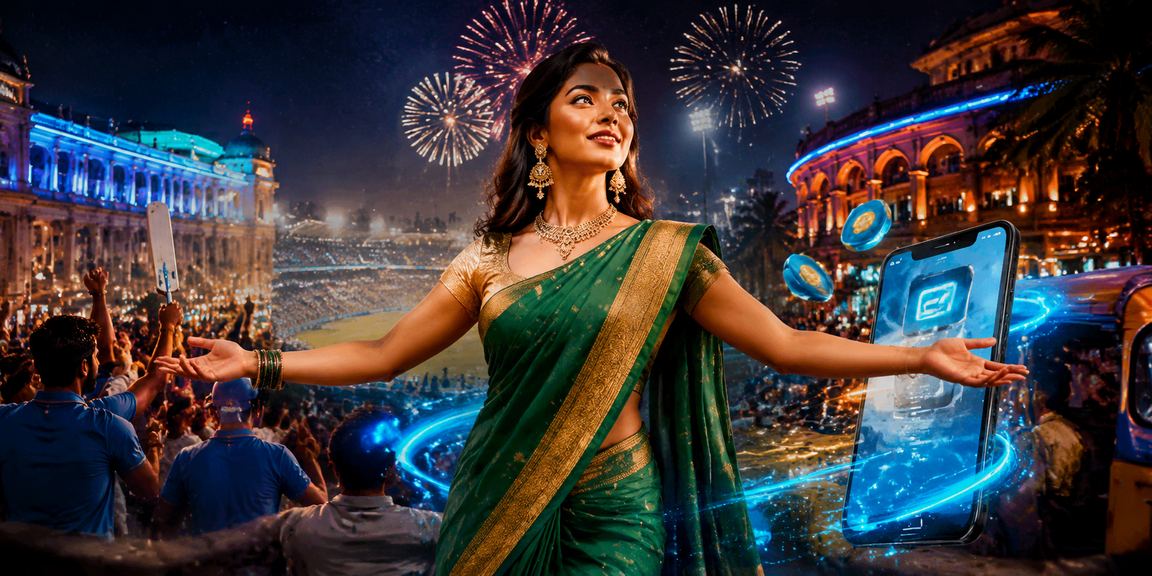 Indian woman enjoying cricket betting during festive season in Delhi